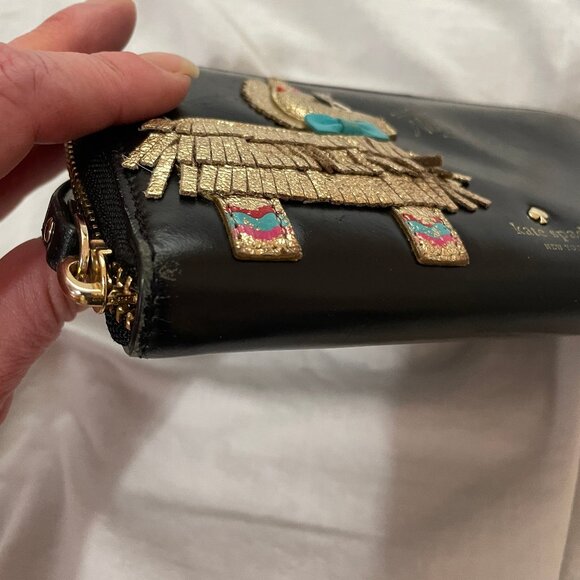 KATE SPADE Haute Stuff Piñata Llama Lacey Zip Around Leather Clutch Wallet READ - Picture 4 of 16